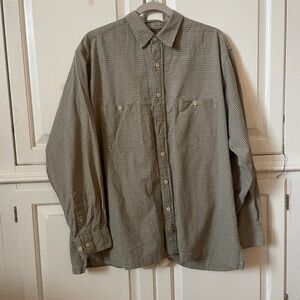 Arrow Khacki’s big Oxford men’s tan plaid long sleeve button down casual top M